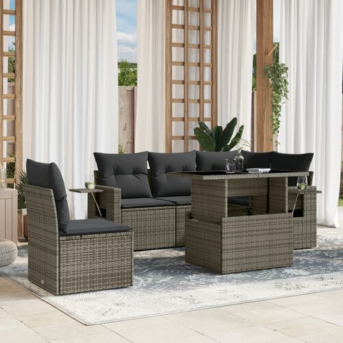 VidaXL 6-dijelni set vrtnih sofa od poliratana s jastucima sivi Slike