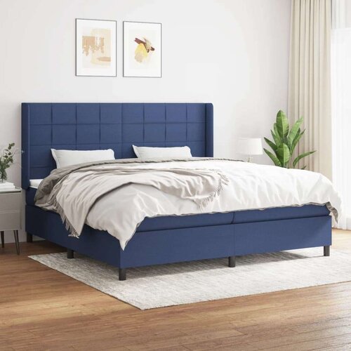  Box spring postelja z vzmetnico moder 200x200 cm blago, (20761075) Cene
