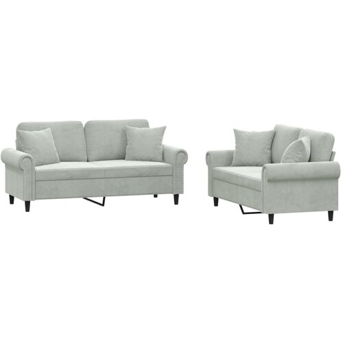 Maison Chic Sedežna garnitura - kavč 2-delna z vzglavniki svetlo siv žamet, (21728777) Cene