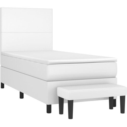  Krevet s oprugama i madracem bijeli 90 x 190 cm od umjetne kože Slike