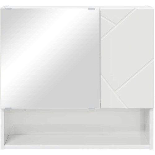 VidaXL Ogledalo ormar s policom Visoko sjajno bijela 59 x 17 x 55 cm Slike