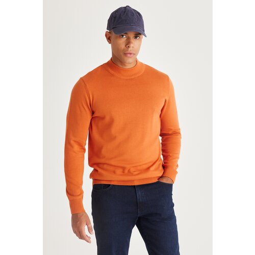 ALTINYILDIZ CLASSICS Men's Tile Standard Fit Regular Cut Half Turtleneck Cotton Knitwear Sweater Slike