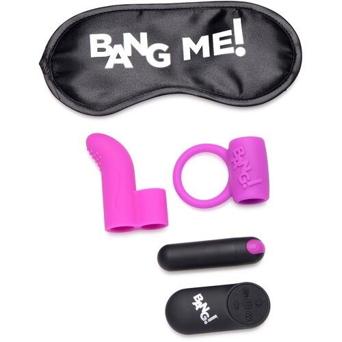 Bang! Couple's Kit Love Ring, Finger Vibe, Bullet & Blindfold Purple Cene