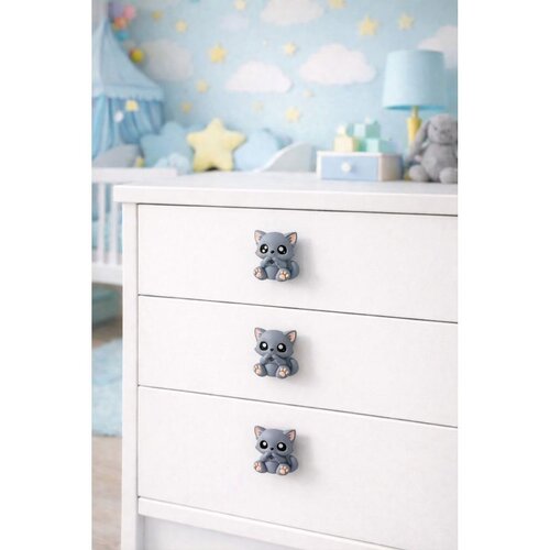 Wallity Kedi 4 Grey Decorative Handle Set Cene