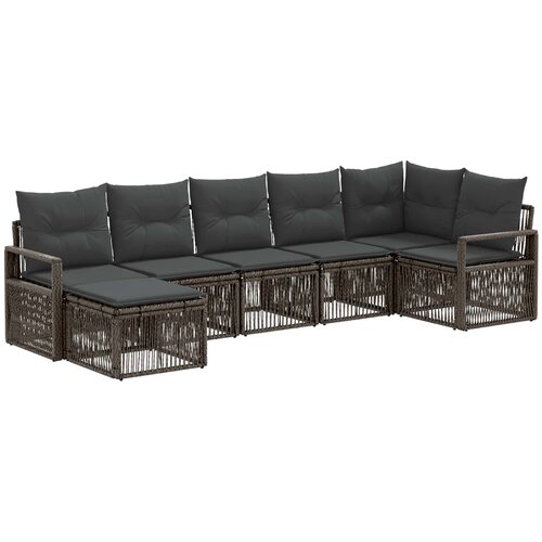 vidaXL Vrtna sedežna garnitura 7 pcs Siva poli ratan, (5000269659) Cene