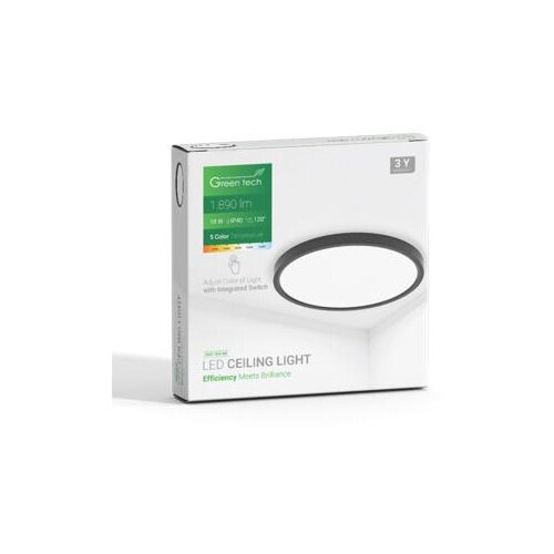 Greentech Okrugla stropna LED svjetiljka (18 W, Ø x V: 225 x 24 mm, Crna) Cijene
