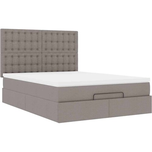 VidaXL otomanski okvir kreveta s madraca smeđesivi 140x200cm tkanine Slike