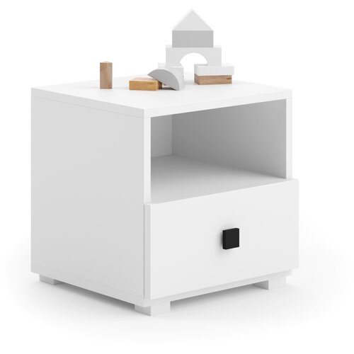 Kobi Furniture Nočna omarica Emi bela - črn ročaj, (20625984) Cene