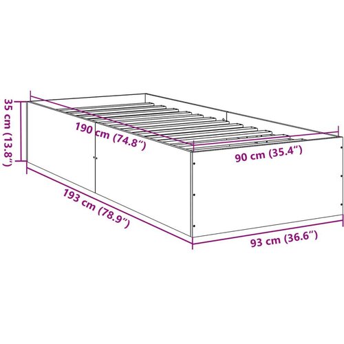 VidaXL Okvir za krevet boja hrasta 90x190 cm od konstruiranog drva Slike