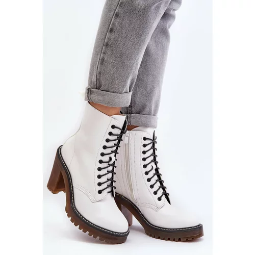 Kesi Women's lace-up ankle boots, white Arove