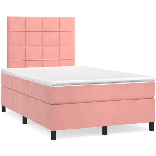 VidaXL Box spring postelja z vzmetnico roza 120x190 cm žamet Slike