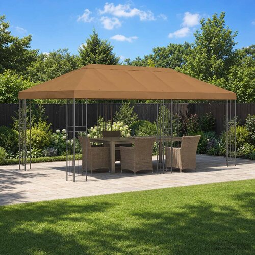 Paviljon s bočnim stranama 6 x 3 m Bež Poliester i čelik 190 Cijene
