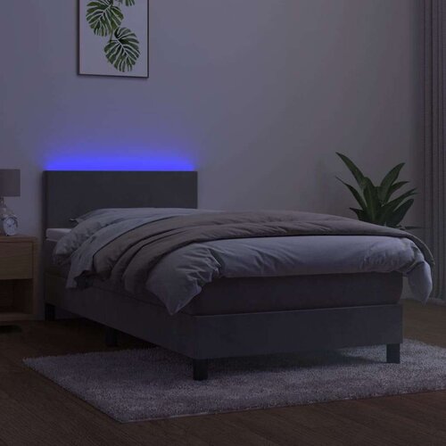  Box spring s madracem LED svjetlosivi 90x190 cm bar&amp;scaron;un Slike