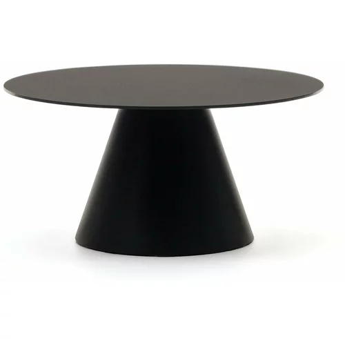 Kave Home Črna okrogla mizica s stekleno mizno ploščo ø 80 cm Wilshire –