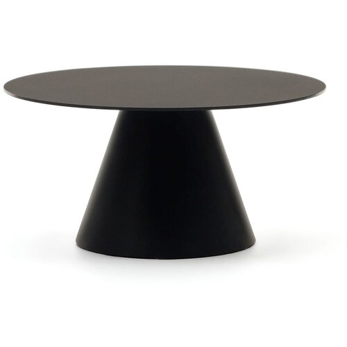 Kave Home Crni okrugli stolić za kavu sa staklenom pločom stola ø 80 cm Wilshire – Cene