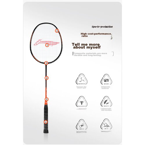 Li-Ning Set reketa za badminton, 2 komada, Crno-narandžasta Cene