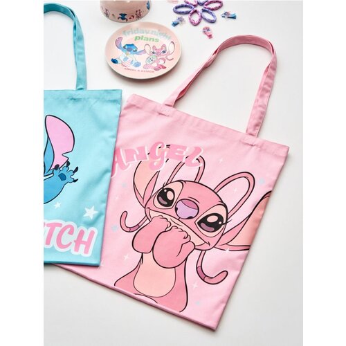 Sinsay Platnena shopper torba s printom Stitch Cijene