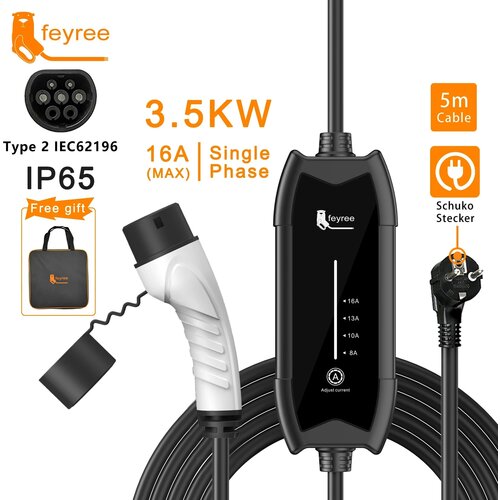 Feyree Prenosni EV polnilec, 3.5KW izhod, prilagodljivo 16A polnjenje, Type2 3.5KW 16A, (5000157653) Slike