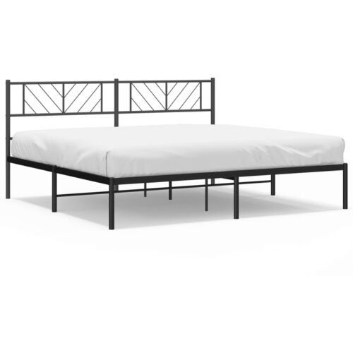Maison Chic Kovinski Posteljni okvir - Dvoposteljna postelja - Zakonska postelja z vzglavjem črn 183x213 cm, (21693307) Slike
