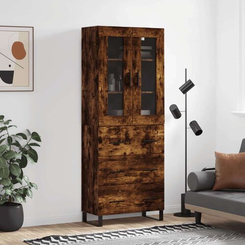  Visoka komoda dimljeni hrast 69 5x34x180 cm konstruiranog drva Cijene