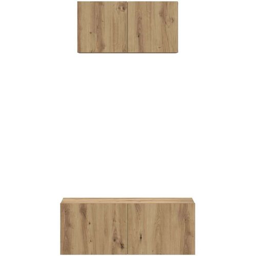 VidaXL Set TV stalka s policom Zidne Ostalo s pohranom s vratima 2 pcs hrast artisan 80 x 30 x 30 cm Slike