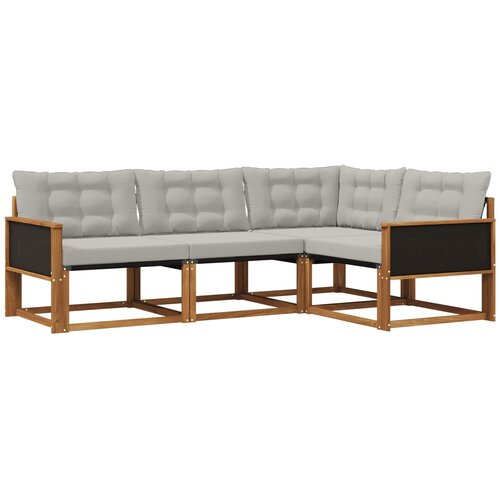 vidaXL Zunanja garnitura za sedenje 4 pcs Naravna in svetlo siva, (5000279952) Cene