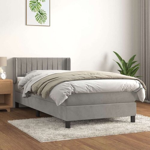 Box spring postelja z vzmetnico svetlo siva 90x200 cm žamet, (20723446) Cene