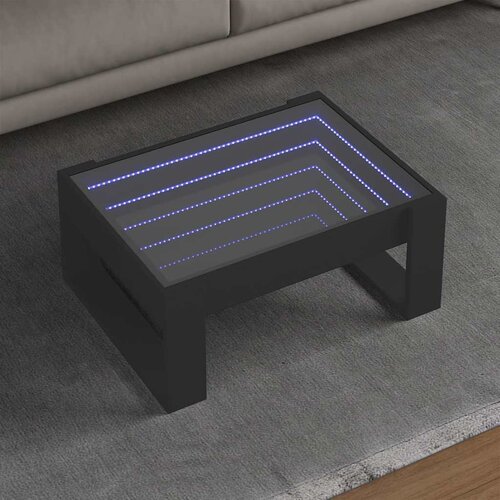  Stolić za kavu s beskonačnim LED svjetlima crni 70x53x30 cm Slike
