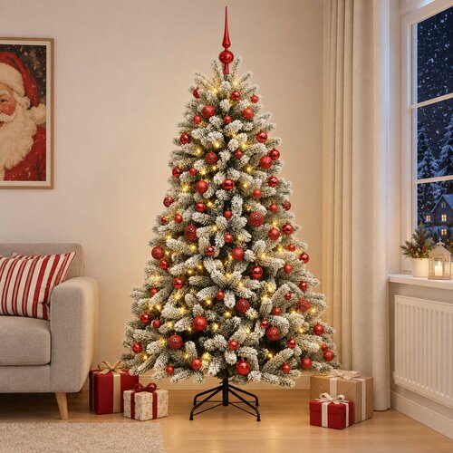  Umjetno božićno drvce s kuglicama 180 cm 300 LED lampica Slike