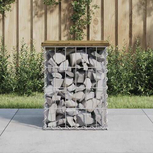 VidaXL Vrtna klupa s gabionskim dizajnom 33 x 31 x 42 cm od borovine Slike