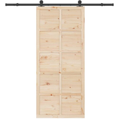  Klizna vrata 90 x 208 cm Masivna borovina Prirodna Slike