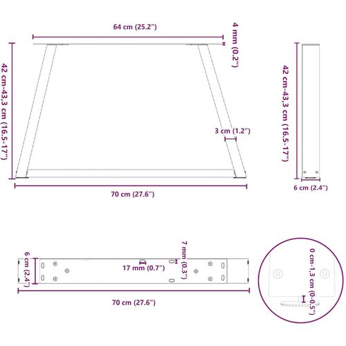  Noge za blagovaonski stol V-oblika 2 kom bijele 70x(42-43 3) cm Slike
