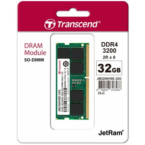 Transcend DDR4 32GB so-dimm 3200MHz, jm, 2Rx8 2Gx8 CL22 1.2V Slike