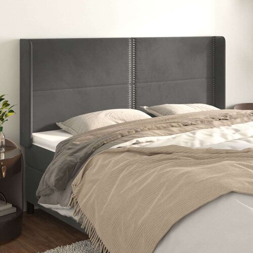  Uzglavlje s u&amp;scaron;ima tamnosivo 203x16x118/128 cm bar&amp;scaron;unasto Slike