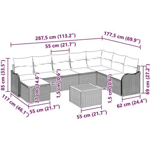  Sjedeća garnitura za vrt 9 kom. Crna poliratan Slike