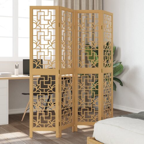 The Living Store Paravan 4-delni rjav trden les pavlovnije - Pregrada Za Prostor, (21837503) Slike