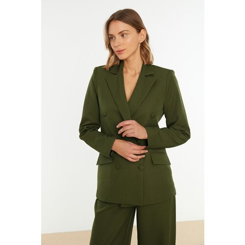 Trendyol Khaki Regular Lined Double Breasted Closure Woven Blazer Jacket Slike
