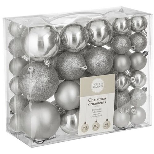 Dekordom Novogodišnja dekoracija - HANGING BALL SET 46pcs 1028454 - Silver - EDL Cene