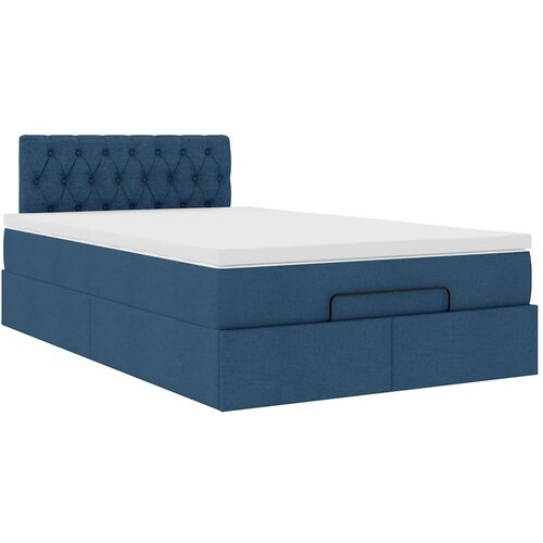 vidaXL Otomanski posteljni okvir z vzmetnico moder 120x190 cm blago, (21609917) Cene