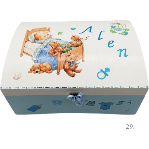  Kutija uspomena personalizirana imenom - poklon za rođenje, kr&amp;scaron;tenje ili rođendan djeteta - 29. 25x35x17cm - 1672 Slike