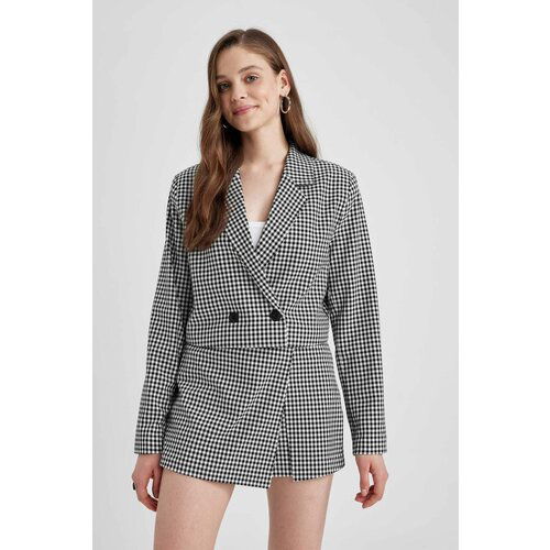 Defacto Coool Oversize Fit Square Patterned Buttoned Crop Blazer Cene