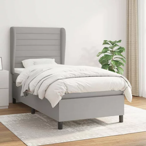  Box spring postelja z vzmetnico svetlo siva 80x200 cm blago, (20901351)