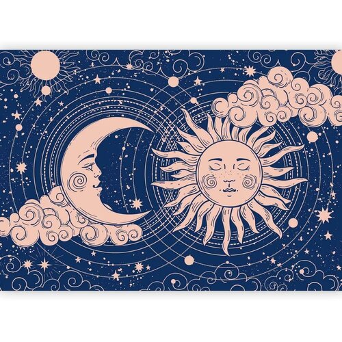 Foto tapeta - Cosmic Harmony - Illustration of the Sun and Moon on a Navy Background 350x256 Standard Slike