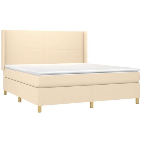 VidaXL Krevet box spring s madracem LED krem 160x200 cm od tkanine Slike