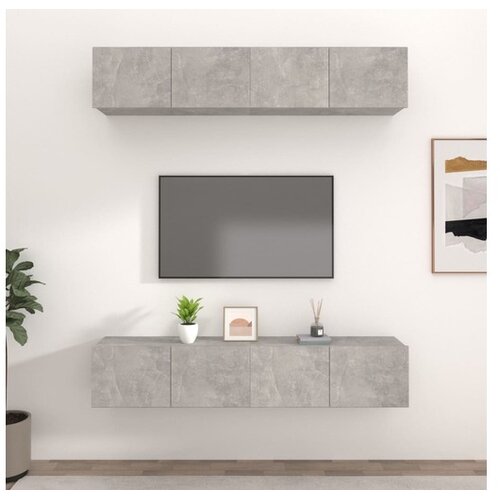  TV ormarići 4 kom Siva betona 80x30x30 cm konstruirano drvo Cijene