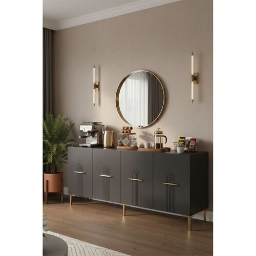 Hanah home komoda Ida 180, 180 cm, antracit / zlatna Cene