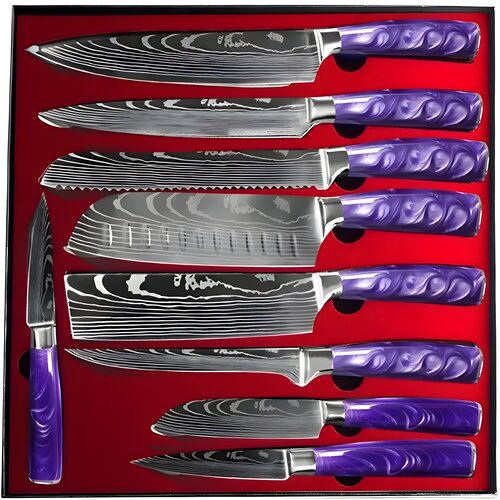 IZMAEL set kuhinjskih noževa BL-39184 - 9 kom / ljubičasta Cijene