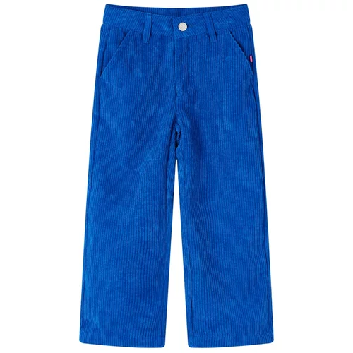 vidaXL Otroške hlače rebrasti žamet kobalt modra 92