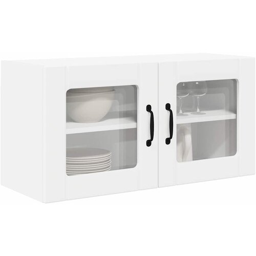  Zidni stakleni ormarić Bijelo 80 x 31 x 40 cm Konstruirano drvo Slike