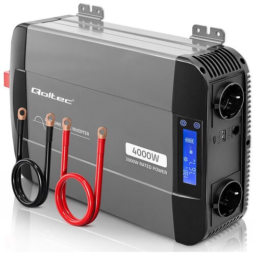 Qoltec Przetwornica napięcia Pure Sine Wave | 12V na 230V | 2000 /4000W | LCD | USB | USB-C | Kompatybilna z LiFePO4 GEL AGM Cijene